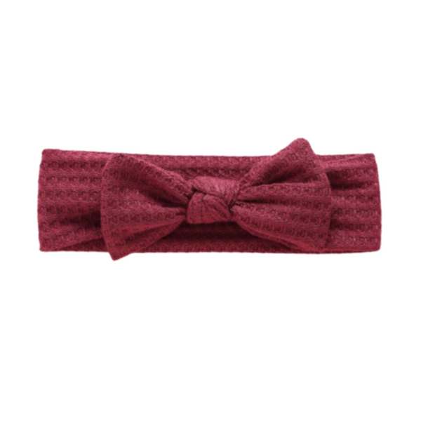 Ribbed  Burgundy Bow Topknot