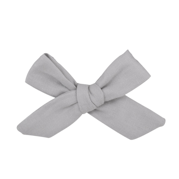 Grey Linen Bow Clip