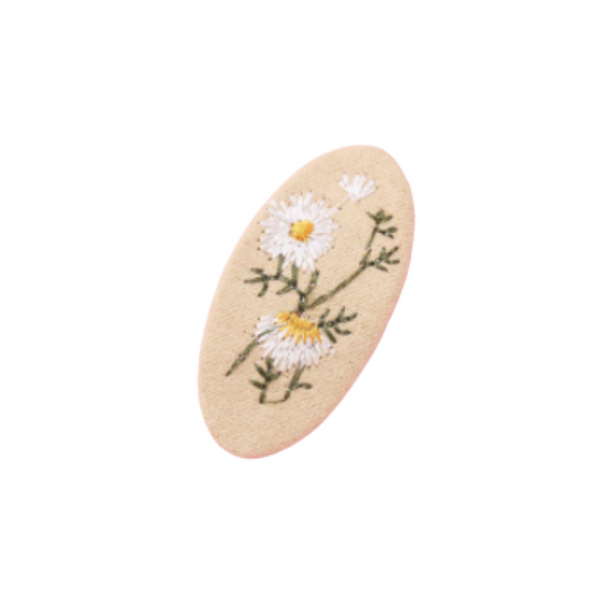 Taupe Floral Embroidered Baby Barrette