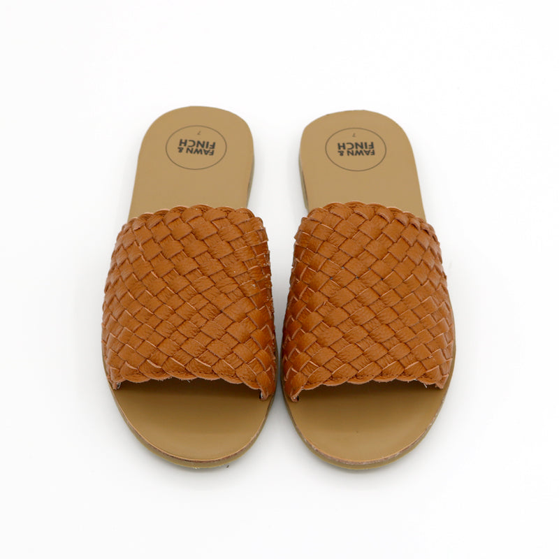 Tan Leather Willow Weave Ladies Slide's