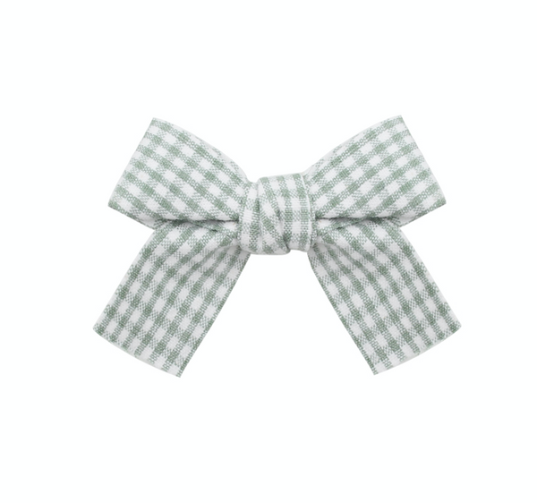Sage Gingham Bow Clip