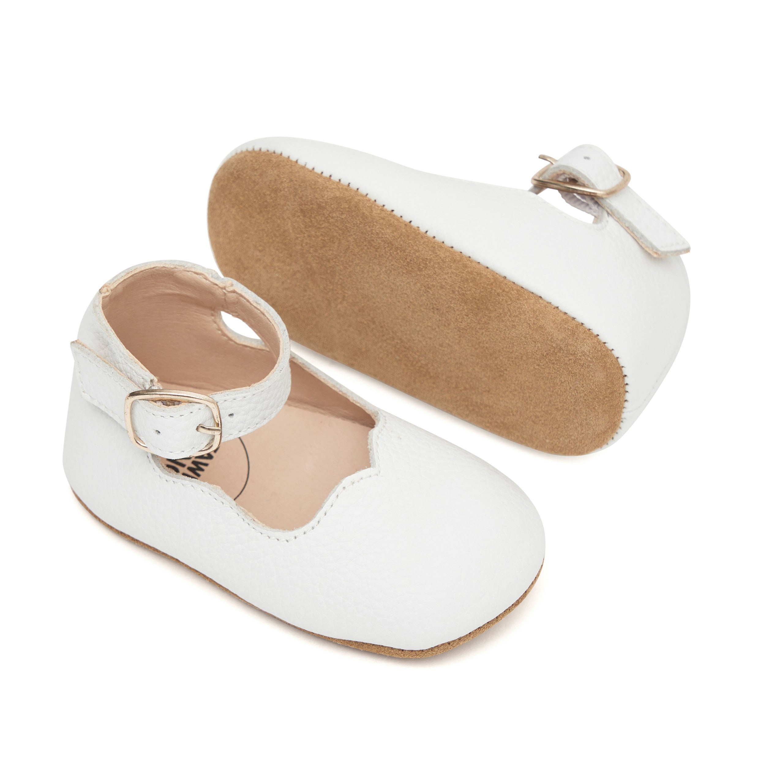 Girls White Leather Mary Jane Shoes