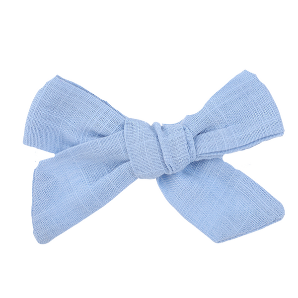 Baby Blue Linen Bow Clip