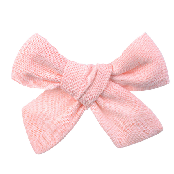 Pink Linen Bow Clip