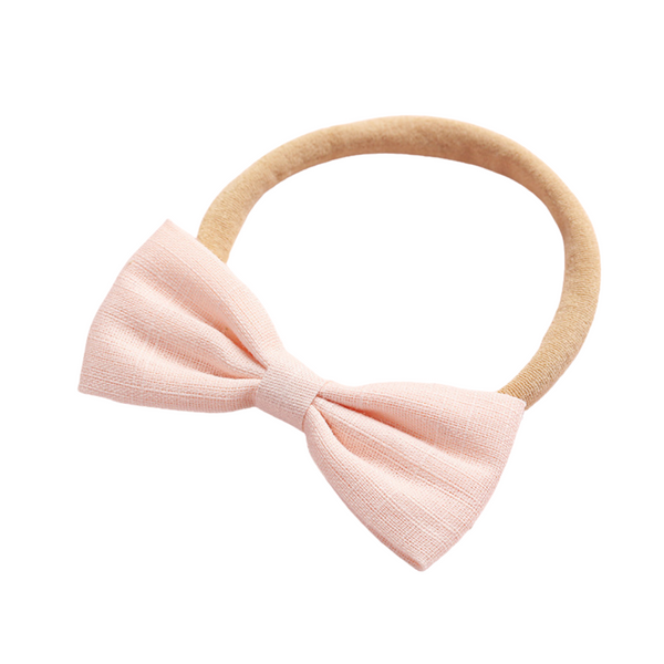 Pink Linen Bow Headband