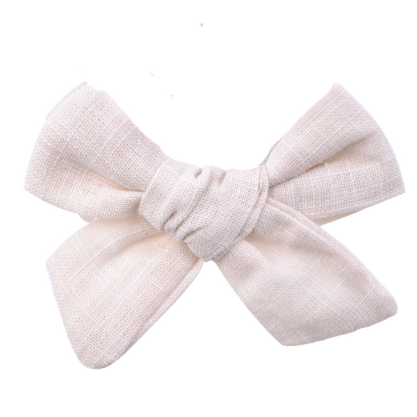 Cream Linen Bow Clip
