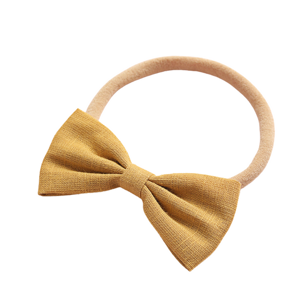 Mustard Linen Bow Headband