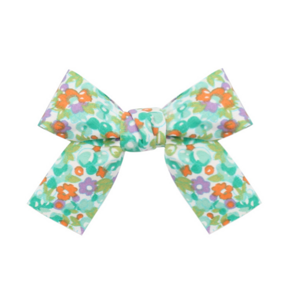 Green Floral Bow Clip