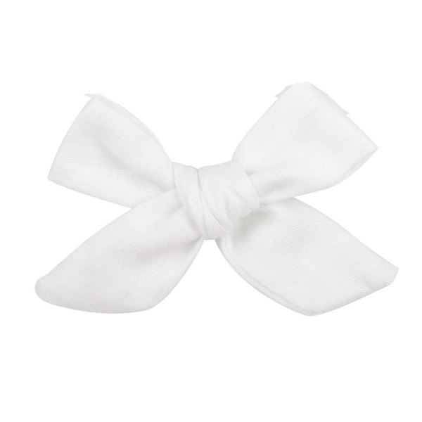 White Linen Bow Clip