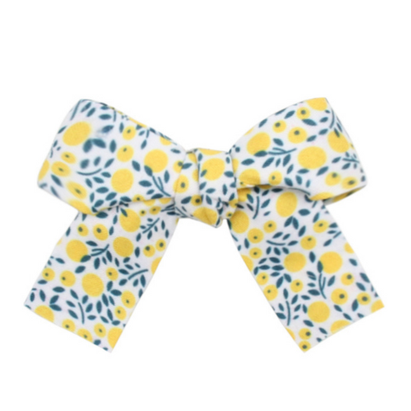 Yellow Berry Floral Bow Clip