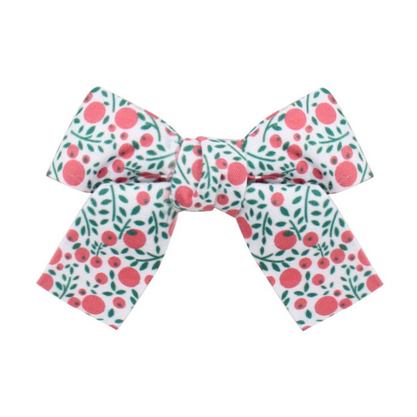 Pink Berry Floral Bow Clip