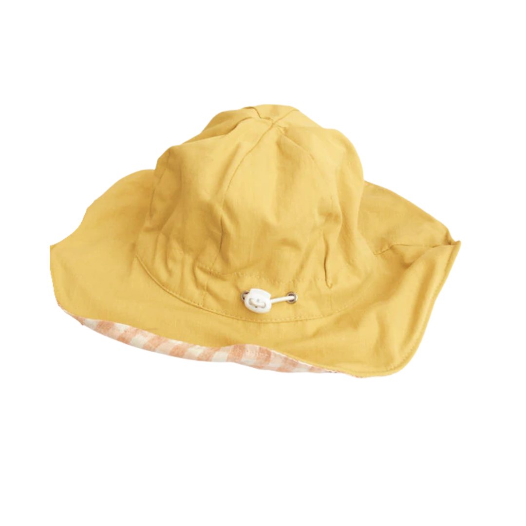 Yellow Gingham Reversible Bucket Hat