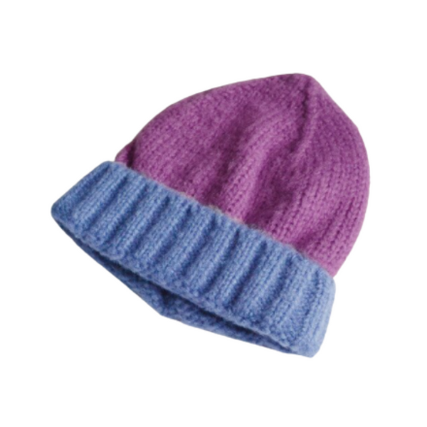 Purple Two Tone Knitted Beanie