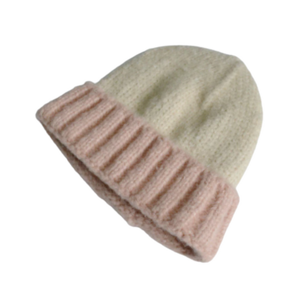 Pink Two Tone Knitted Beanie