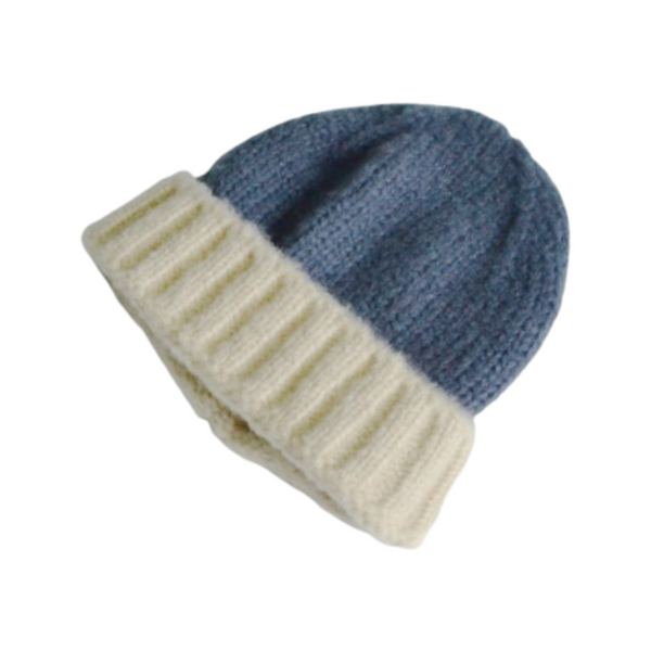 Blue Two Tone Knitted Beanie