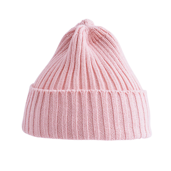 Pink Ribbed Knitted Beanie