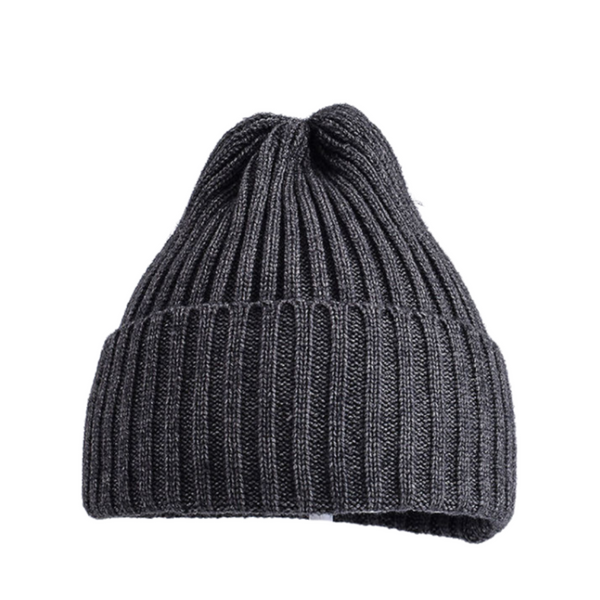 Charcoal Ribbed Knitted Beanie