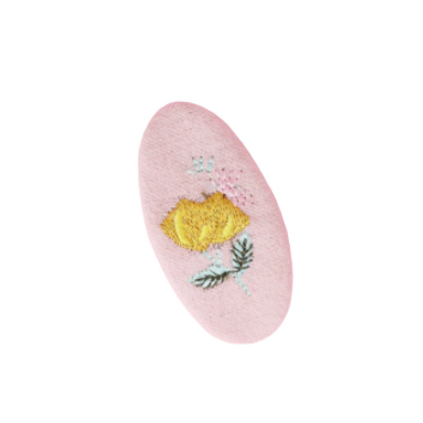 Pink Floral Embroidered Baby Barrette