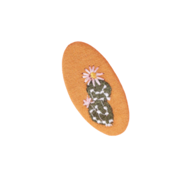 Orange Cactus Embroidered Baby Barrette