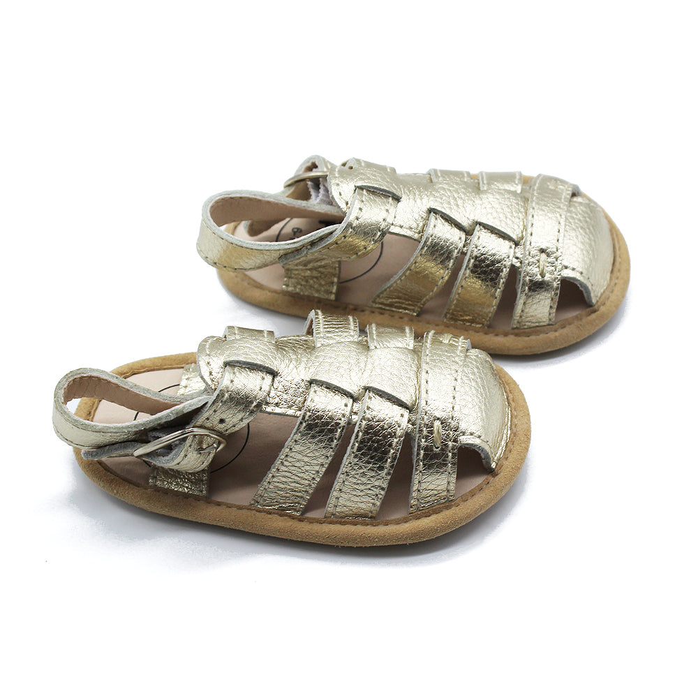 Gold Leather Penny Sandals