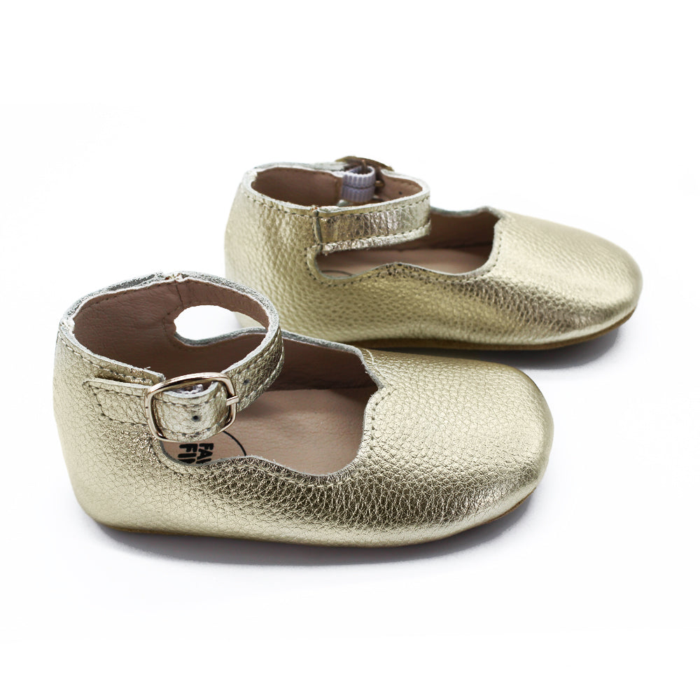 Gold Leather Mary Janes – Fawn and Finch