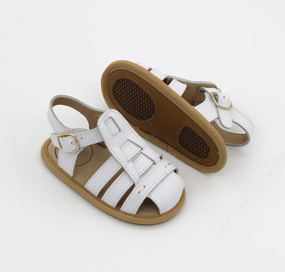 White Leather Penny Sandals