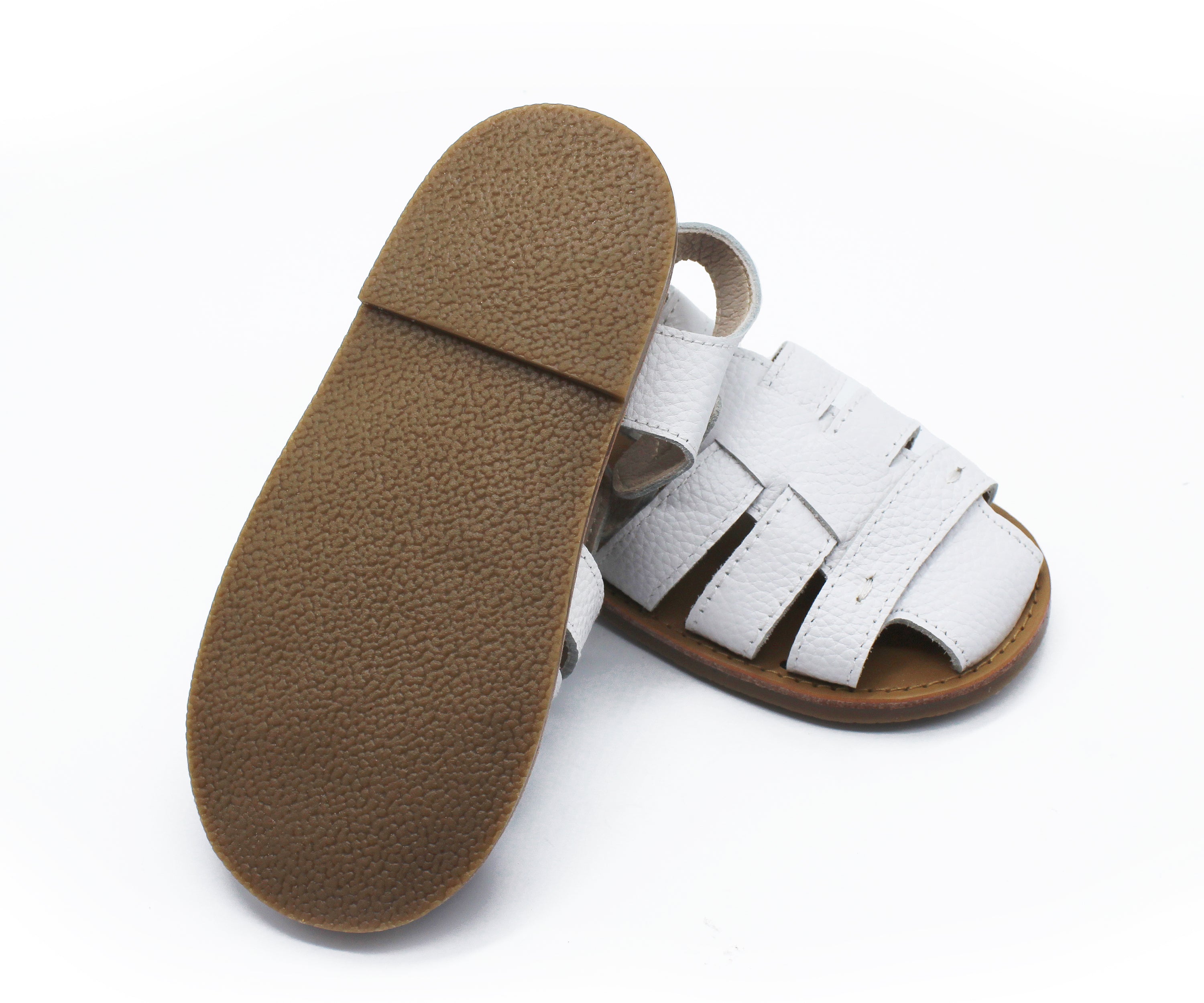 White Leather Penny Sandals